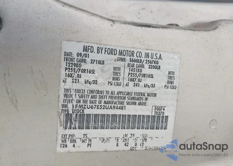 2002 Ford Explorer Sport Trac z USA, uszkodzony, nr VIN 1FMZU67E52UA94481